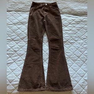 Shein Brown Corduroy Flared Brown Jeans
